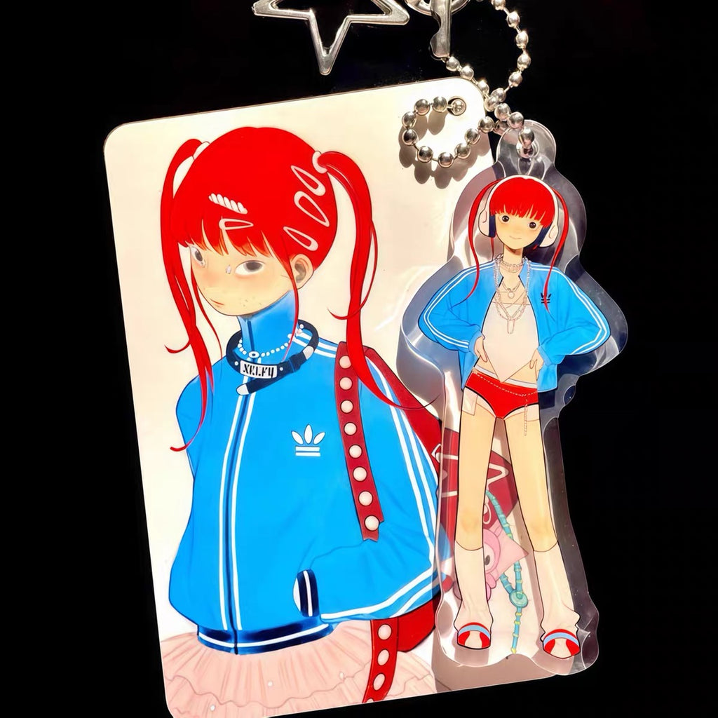 《FufuX 》Anime Girl Acrylic Keychain | Drip Glaze Charm Bag Pendant, Double-sided Matte Finish
