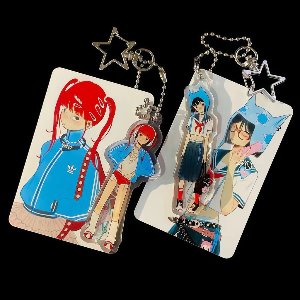 《FufuX 》Anime Girl Acrylic Keychain | Drip Glaze Charm Bag Pendant, Double-sided Matte Finish