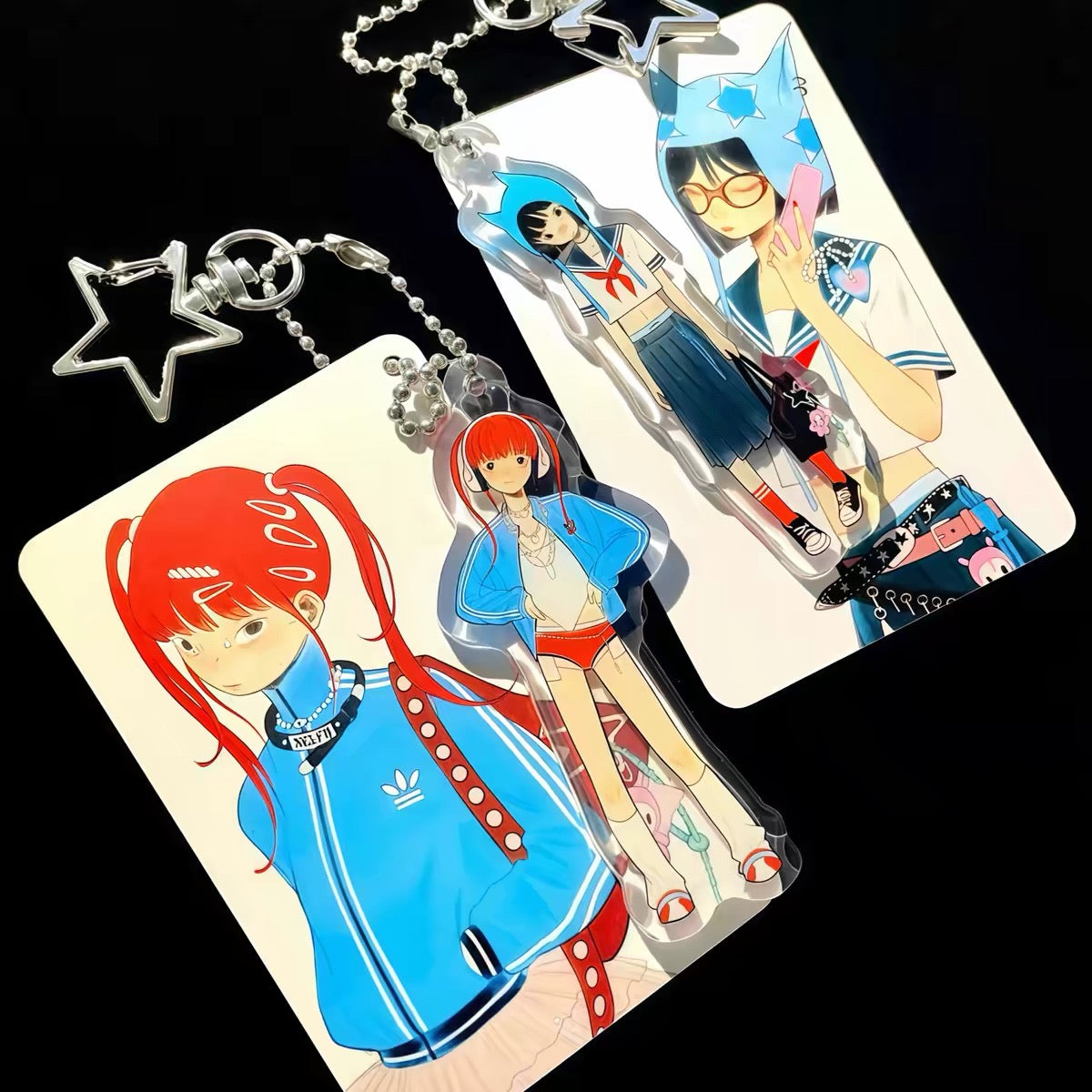 《FufuX 》Anime Girl Acrylic Keychain | Drip Glaze Charm Bag Pendant, Double-sided Matte Finish