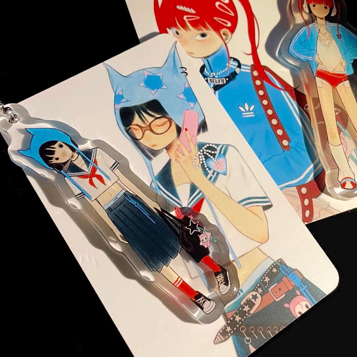 《FufuX 》Anime Girl Acrylic Keychain | Drip Glaze Charm Bag Pendant, Double-sided Matte Finish