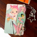 《FufuX 》Pink Hair Girl Acrylic Keychain｜Drip Glaze Bag Charm, Double-Sided Acrylic Card Set